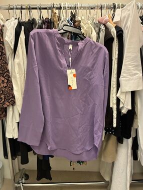 Unbranded Lavender Split-Neck Long Sleeve Blouse 👵MT